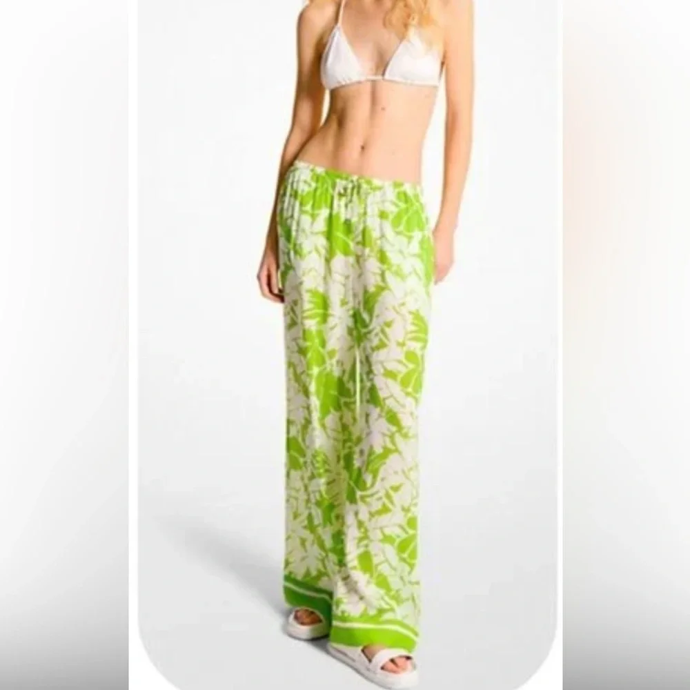 Michael Kors Green Apple Wide Leg CU Pant Lg